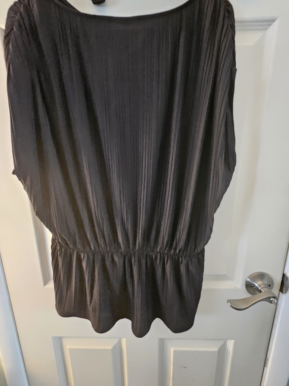 Alfani Black Pleated Short-Sleeve Blouse